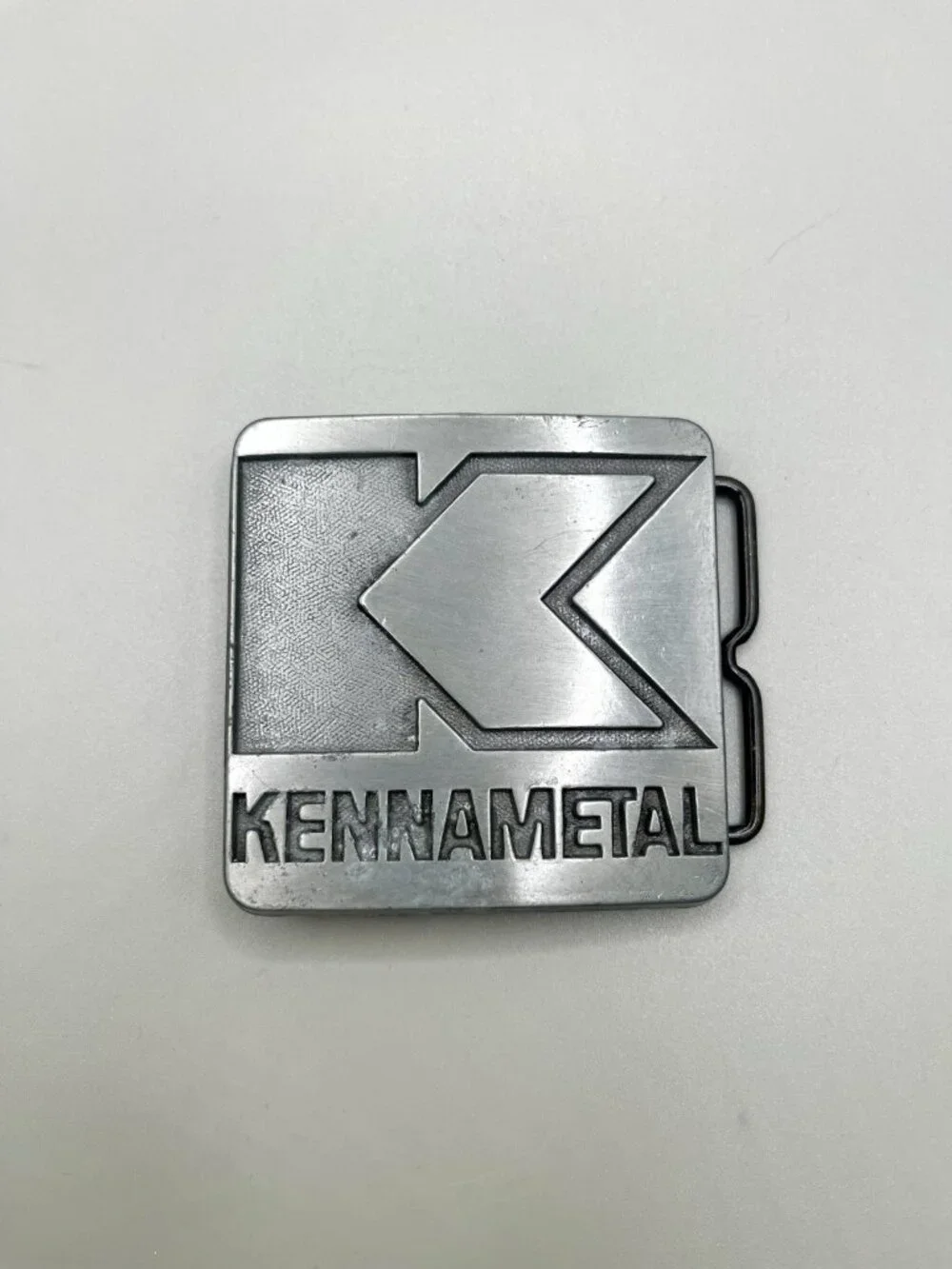 Vintage 70s Kennametal Industrial Logo Belt Buckle Machinist Mining Western